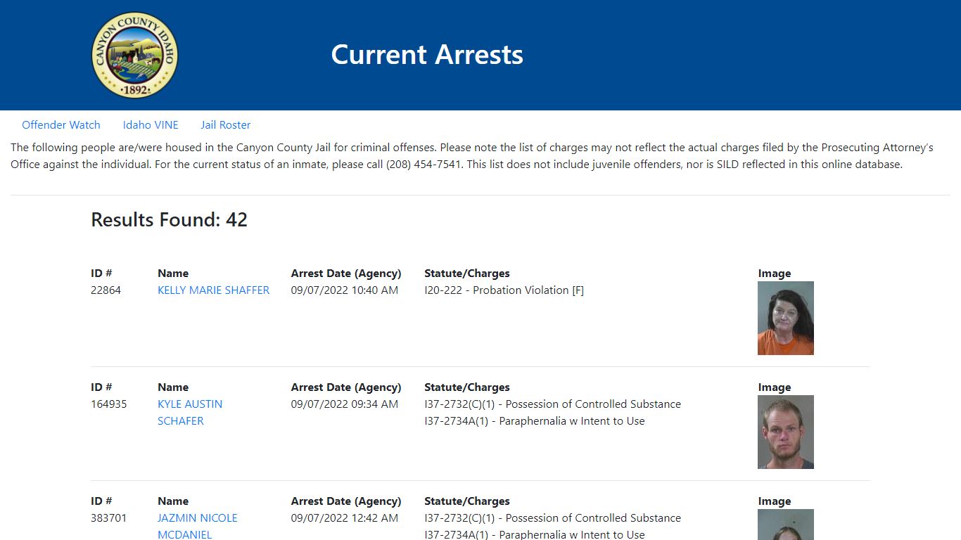 Current Arrests