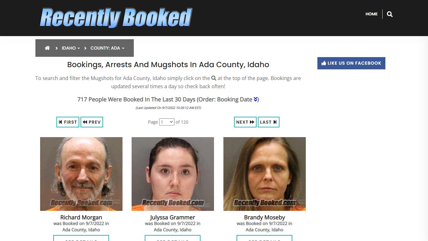 Recent bookings, Arrests, Mugshots in Ada County, Idaho - Recently Booked